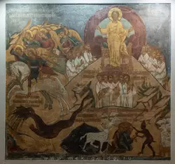 Фреска из Троицкого собора «Страшный суд», сцена из «Апокалипсиса»