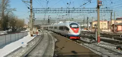 Прибытие поезда Сапсан на Ленинградской вокзал