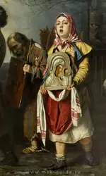 Девушка с иконой на картине Перова В.Г. «Сельский крестный ход на Пасхе»
