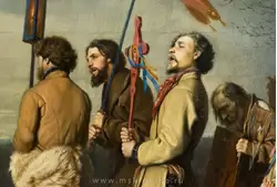 Три мужчины на картине «Сельский крестный ход на Пасхе» Перова В.Г.